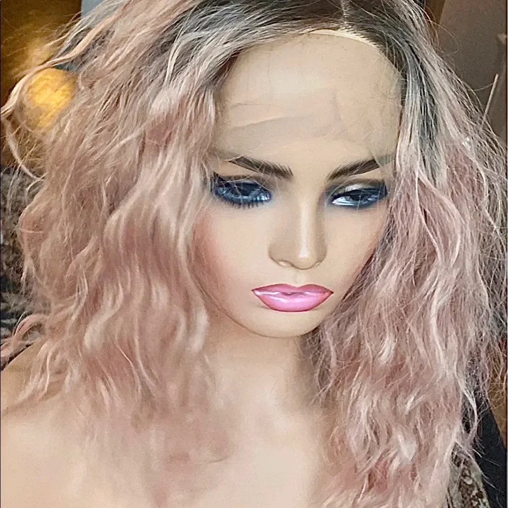 Peachy pink/dusty rose lace front wig